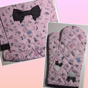 Hello Kitty Vintage Apron And Oven Mit Set 2004 Nakajima